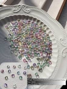 30/50/100颗混合彩色尖底水钻，仙女珠宝盒，奢华美甲水钻装饰，闪亮水晶不对称美甲钉，适合春夏美甲