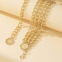 Minimalist Geometric Multi-Layer Coin Adjustable Waist Chain For Women, Solid Color Bohemian Zinc Alloy Waist Belt, Suitable For Daily, Party, Date, Spring/Summer/Autumn/Winter - Four Layers Of Coins - View 2