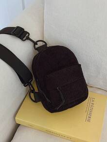 时尚青少年斜挎腰包，纯色尼龙胸包，休闲小背包