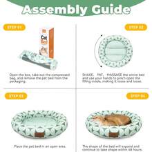 20in Washable Round Donut Indoor Pet Bed For Cats, Small Dogs, Puppies, Kittens - Anti-Slip Bottom, Calming Bed - Pink - Hoa văn màu xanh lá cây - Xem 6