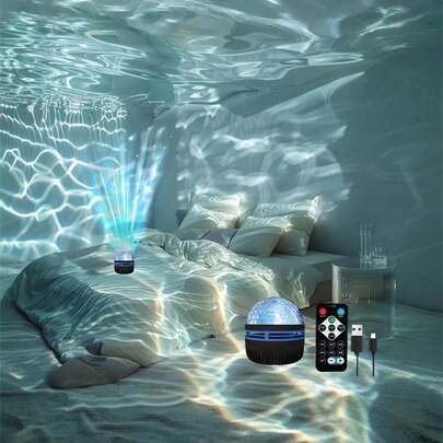  1. 波浪投影夜灯 - USB供电，配备遥控器，可调节多色灯光。这款多功能LED球形灯可为卧室和客厅营造浪漫氛围。它是圣诞节、情人节、婚礼和生日的绝佳礼物。这款现代装饰氛围灯经久耐用，是一款高品质的照明产品。