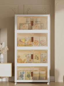 2/3/4/5 Layers Collapsible Storage Bins With Lids, Folding Storage Box For Home, Kitchen And Office,Stackable Closet Organizer With Wheels, With Doors Cube Storage Containers - White - View 4