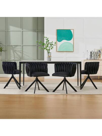 Fluwelen Seats Heavy Metal Frame, 180 Degree Swivel Function, Back, Zachte Luxurious Flexible Between Living Room, Budol Creative Workspace (Set Of 2) view 2