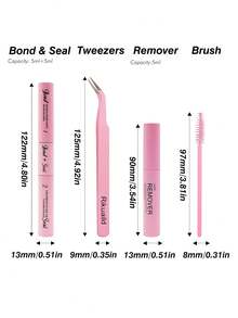 Rikuaild 1支睫毛粘合剂，1瓶卸妆液，1把镊子，1把睫毛刷，10毫升单根睫毛粘合剂，睫毛涂抹器，二合一簇睫毛粘合剂，睫毛刷，簇睫毛专用胶水，睫毛胶水，镊子，睫毛粘合剂，簇睫毛工具，睫毛嫁接工具，睫毛工具套装 - 彩色 - 查看 10