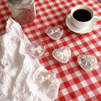 Ins Style Clear Phone , Bowknot & Heart Design, Minimalist Fresh Niche Style, Universal For Smartphones - Phone Stand - Smartphone Ring Holder - Smartphone Grip