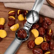 1pc, Chestnut Opener, Nut Crusher, Chestnut Clip, Chestnut Cutting Machine, Household Kitchen Stainless Steel Cross Serrated Nut Sheller, Nut Opener, Nut Peeler, Kitchen Accessories