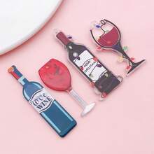 Christmas Wine Charms, 4/8 Pcs Euro-American Style Wine Bottle Glass Acrylic Pendants For DIY Earrings & Necklaces.