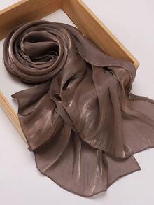 女士柔软欧根纱闪光穆斯林头巾披肩，秋冬新品 - 彩色 - 查看 6