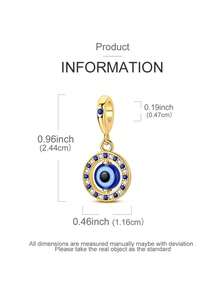 1 pieza de cuentas con diseño giratorio y brillo de circonita cúbica con revestimiento de plata, ojos azules, apta para hacer pulseras DIY para uso diario, fiestas y compras