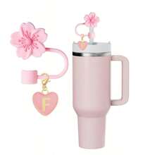 2pcs/1set Heart & Letter Pomegranate Flower Straw Topper, Pink Cup Letter Marker, And Silicone Pomegranate Flower Reusable Straw Cap 10mm Wide Straw, Cute Letter Decorations, Suitable Modern Minimalist Glass Cups - 粉色 - 查看 21