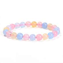 1pc 6/8/10mm Natural Stone Beaded Bracelet, Bohemian Style Tiger Eye/Amethyst/Agate Healing Stone Bracelet, Layerable Colorful Handmade Jewelry For Women - Multicolor - View 57