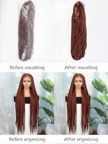 36inch Full Lace Knotless Box Braid Wig Square Based Wig With Baby Hair Braided Wigs For Women - Cam bẩn - Xem 10