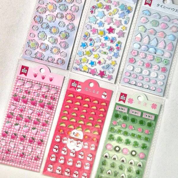 3D Journal Stickers Strawberry Clover Decorative Stickers For Phone Cases Fireworks DIY Craft Deco Stickers Supplies