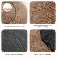 Ultra - Soft Faux Fur Round Plush Donut Cuddler Bed For Large, Medium, And Small Dogs And Cats, Cat Calming Bed - Lạc đà - Xem 4
