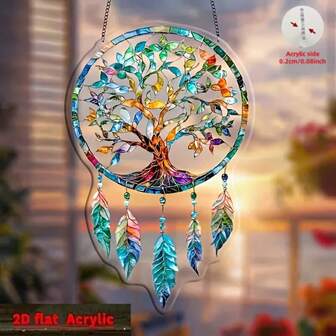 生命树串珠捕梦网 - 鼓舞人心的墙壁艺术，非常适合女性退休礼物、波西米亚风格家居和办公室装饰，适合圣诞节和特殊场合、感恩节、波西米亚风格房间装饰、圣诞节活动