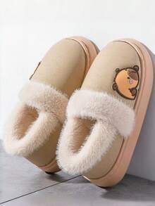 Cute Cartoon Women Slippers, Warm Thick Sole Fashion New Kapibar Plush Snow Boots, Slip-On Slip-On Couple Slippers, Soft Bottom Comfortable Winter Women Slippers For Outdoor And Indoor, Casual Versatile Men Slippers