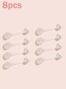 5/8/9/12/14PCS Baby Lock Multi-Function Dual Open Lock Child Lock Cabinet Refrigerator Lock Window Lock, Fridge Door Lock, Freezer Lock, Invisible Cupboard Lock Childproof Infant Anti-Clamp Child Lock - Clear - View 11