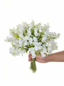 6支/480支仿真铃兰，白色百合花，丝绸花，婚礼花束，五月花桌饰，家居花园婚礼派对装饰，插花，仿真花，仿真植物，房间装饰，家居装饰 - 白色 - 查看 5