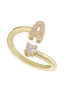 This Is A Stylish And Simple Asymmetrical Copper A-Z Ring With An Adjustable Opening And 26 English Initials For Women. It Is Suitable For Daily Wear And Casual Entertainment. It Is A Gift For Friends And Couples At Festivals And Gatherings!