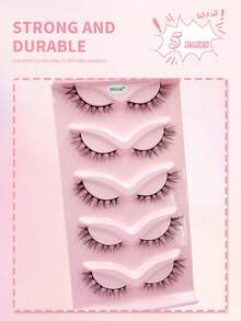 ENCHUW 5 Pairs False Eyelashes Natural Look Cat Eye Lashes Wispy Fake Eyelashes 3D Strip Lashes Thick Eye Lashes Fluffy Eye Lashes Multipack - Black - View 5