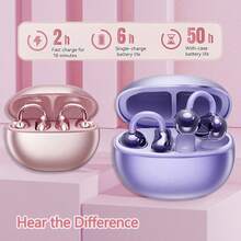 Tukio Clip On Headphones, Open Wireless Headphones, Detachable Beautiful Synthetic Gemstone Earrings, High-Definition Stereo, ANC Noise Reduction, Hands-Free Calling, Designed For Sports/Work/Study/Outdoor Use, Compatible With All Smartphones, Perfect For Girls And Women, Gifts, Holidays, Clip On Headphones, Active Noise Cancelling Earmuffs, Best In Ear Headphones, Open Earbuds, Study Headphones, Outdoor Headphones, Fashionable Headphones,  Headphones - 米色 - 查看 8