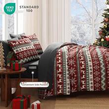Juego de edredón King, juego de ropa de cama a cuadros rojo y negro clásico, estilo granja, ligero para todas las estaciones, incluye sábanas, fundas de almohada y fundas, decoración del hogar - Navidad roja - Ver 3