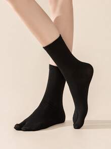 1/2/3 Pairs Women Toe Separator Knee High Solid Color Black/White/Gray Socks - Multicolor - View 6