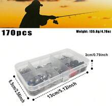 410/226/170pcs Professional Fishing Tackle Set, Includes Tackle Box, Hooks, Sinkers, Swivels, Suitable For Bass, Trout And Other Saltwater Fishing | Full Set Of Lure Accessories | High-Quality Anti-Rust