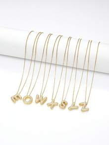 1pc Fashionable Luxurious Copper Inlaid Zirconia Letter A-Z Pendant Necklace, Jewelry Necklace For Women, Suitable For Daily Wear And Party/Holiday Style, Valentine's Day Couple Gift