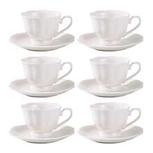 Set Of 6 Porcelain Tea Cups And Saucers, Bone China Tea Cup Set, 2.8 Oz White Tea Cup Set, Coffee Cups, Espresso Cups, British Tea Cups Gift For Wedding Bridal Shower Birthday Party - 白色 - 查看 7