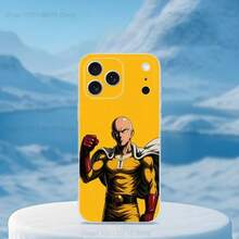 O-One P-Punch Anime Man Phone Case Covercompatible with  16,15,14,13,12,11,17 Pro,Max,Plus,X,XS,XR,SE,Mini Transparent Soft Cover,Covercompatible with  17 Hülle, 17 pro Hülle, 17 promax Hülle