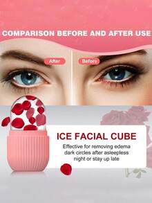 Ice Cube Roller Massager For Face, Eyes And Neck Naturally Conditioning And Skin Care,De-Puff Eye Bags,Reduce Migraine Pain,Reusable Massage Silicone Ice Mold (Pink) - Multicolor - View 7