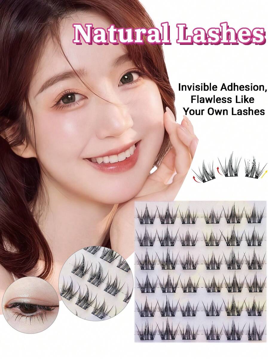 36pcs Flower Lashes Clusters C-Curl Fluffy Individual Lashes , DIY Lash Extension With 6-7mm Individual Lashes Invisible Band Lash Cluster Eyelash Natural Looking Lash Extensions For Beginners