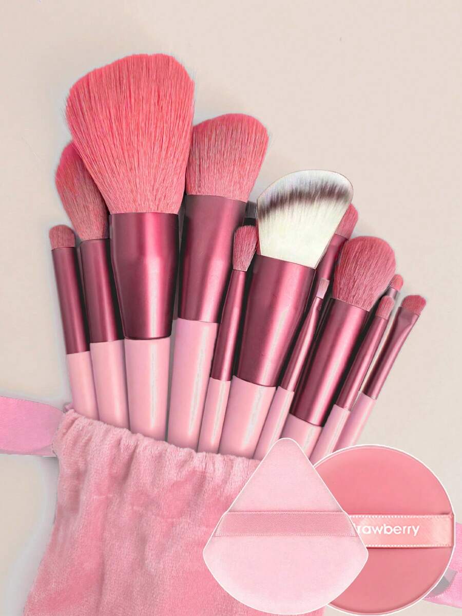 19 piezas Juego de brochas de maquillaje profesional, que incluye brocha angular y afilada para base, brocha para contorno, brocha para rubor, brocha para sombra de ojos, brocha para corrector, brocha para iluminador, borla para polvo, talla grande 2 esponjas de maquillaje marrones. Adecuado para sombra de ojos, base, BB cream, corrector, suave y cómodo, portátil, ideal para viajes, adecuado para mujeres y niñas de todos los tonos de piel, regalos