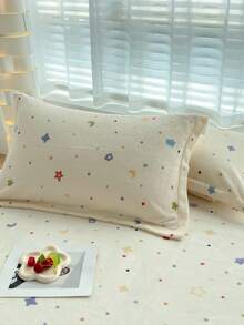 1 件儿童卡通印花枕套，信封枕套，熊、恐龙、星星和心形图案，装饰枕套，厚天鹅绒面料，亲肤柔软，30cm*50cm/40cm*60cm/48cm*74cm（不含枕芯）