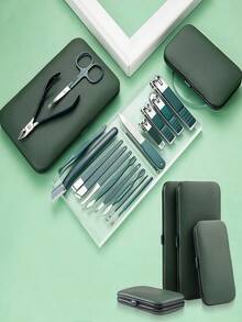 24pcs Classic Manicure & Pedicure Tool Kit, Includes Nail Clippers, Cuticle Nipper, Tweezers, Nail File And Stainless Steel Cuticle Pusher - Fragrance-Free Manicure & Pedicure Set