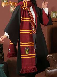 Harry Potter 哈利波特围巾，格兰芬多和斯莱特林联名款，男女通用羊绒混纺流苏围巾，魔法学校主题礼物，圣诞节礼物 - 彩色 - 查看 5