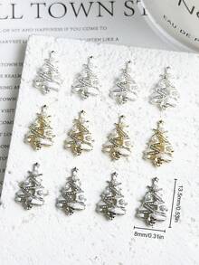 Beautizon Nailartlab 5pcs New Christmas Nail Art Alloy Decor Set, Luxury Rhinestone & Pearl Christmas Tree Nail Decorations - Multicolor - View 6