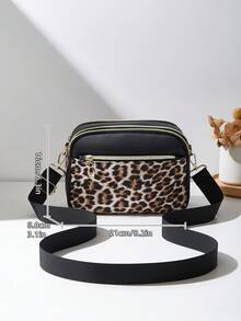 Fashionable Leopard Print Multi-Layer Crossbody Shoulder Bag For Women - Multicolor - View 4
