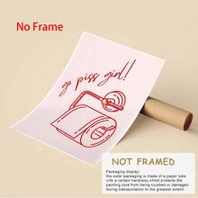 1 件有趣的浴室墙壁艺术印刷：小便女孩的浴室装饰；粉红色浴室艺术印刷、家居装饰、海报艺术、帆布墙海报、卧室、客厅和走廊装饰 - 彩色 - 查看 4