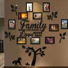 10-Pack Acrylic Mirror Wall Stickers - Self-Adhesive, Removable Photo Frame Tiles For Home And Office Decoration - Perfect For Living Room, Bedroom, Entryway, Jigsaw Puzzle, Visual Effect, Space Aesthetics, Perfect Room Decoration - Black - View 2