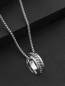 1條簡約不鏽鋼中空幾何設計男士項鍊