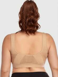 4pcs/Set Plus Size Hollow Mesh Sports Bras For Women, Wireless Shock-Absorbing Yoga Running Activewear