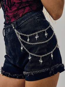 1pc Women's Fashionable And Sparkling Star Pants Chain, Multi-Layer Metal Waist Chain, Hanging Chain, Personalized And Versatile Pants Chain - Multicolor - View 2