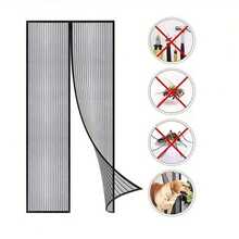 Fliegengitter mit Magnet Selbstdichtende Mesh-Trennwand Magnetvorhang Mückennetz für Türöffnungen Magnetverschluss für Balkon Wohnzimmer (120 x 220 cm, Schwarz)