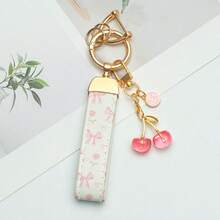 1 件优雅花卉印花 PU 皮革钥匙扣，带防锈锌合金环和装饰字母饰物 - 时尚女士配饰，适用于汽车钥匙、房屋钥匙和礼物、汽车钥匙链、时尚钥匙扣、耐用钥匙扣 - 彩色 - 查看 24