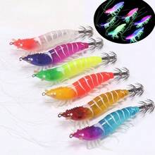 1 pieza Cebo de pesca de camarón luminoso Avlcoaky de 10.5cm/11.5g con anzuelo tipo jig de calamar
