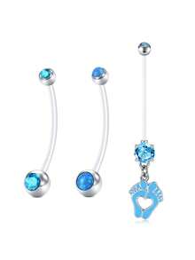 3 buc inel flexibil acrilic transparent pentru buric de sarcină, 14G personalizat, pandantiv, bijuterii pentru piercing de maternitate pentru burtă, inele pentru buric de maternitate 25/32/35/38 MM