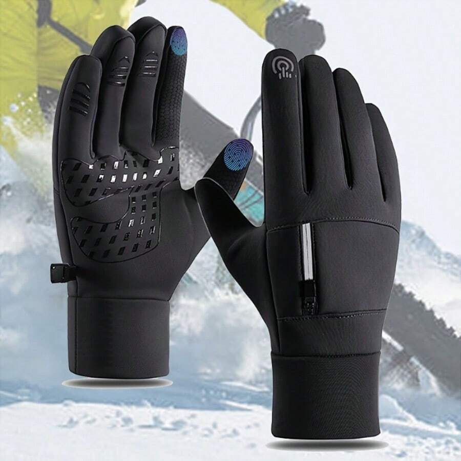 Unisex Thick Warm Winter Gloves, Outdoor Sports Touch Screen Gloves For Cycling, Hiking, Skiing, Windproof And Cold-Proof - Multicolor - View 1