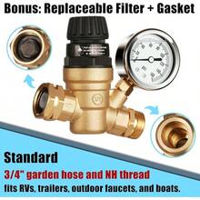 RV Water Pressure Regulator, Brass Lead-Free Adjustable Water Pressure Reducer With Gauge, Tool-Free Hand-Turn 0-160 PSI, 3/4" GHT For RV, Camper, Trailer, Garden Hose - ĐỒNG THAU03 - Xem 6